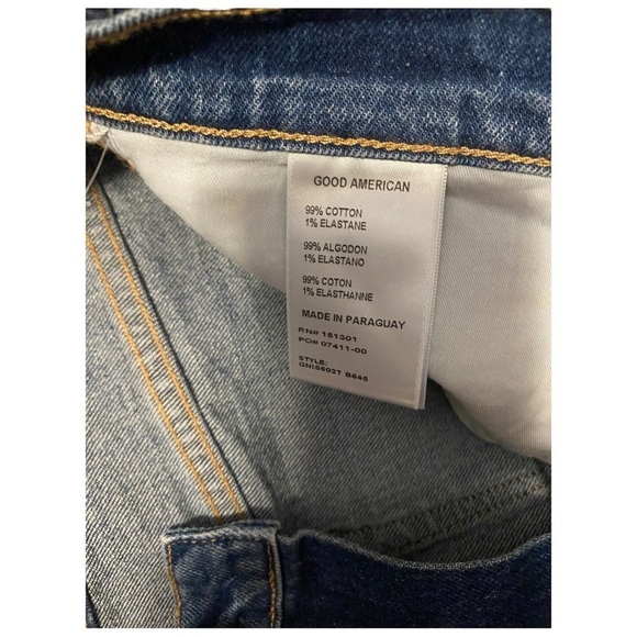 GOOD AMERICAN GOOD 90s DENIM SHORTS FRAYED HEM HI RISE SOME STRETCH SZ 6/27 - Picture 12 of 13